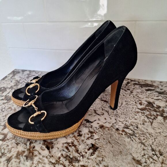 Gucci black suede heel flats size 9.5 - Picture 6 of 14